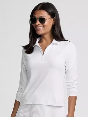 Lands' End Sunshade UPF 50 White Quarter Zip Rash Guard